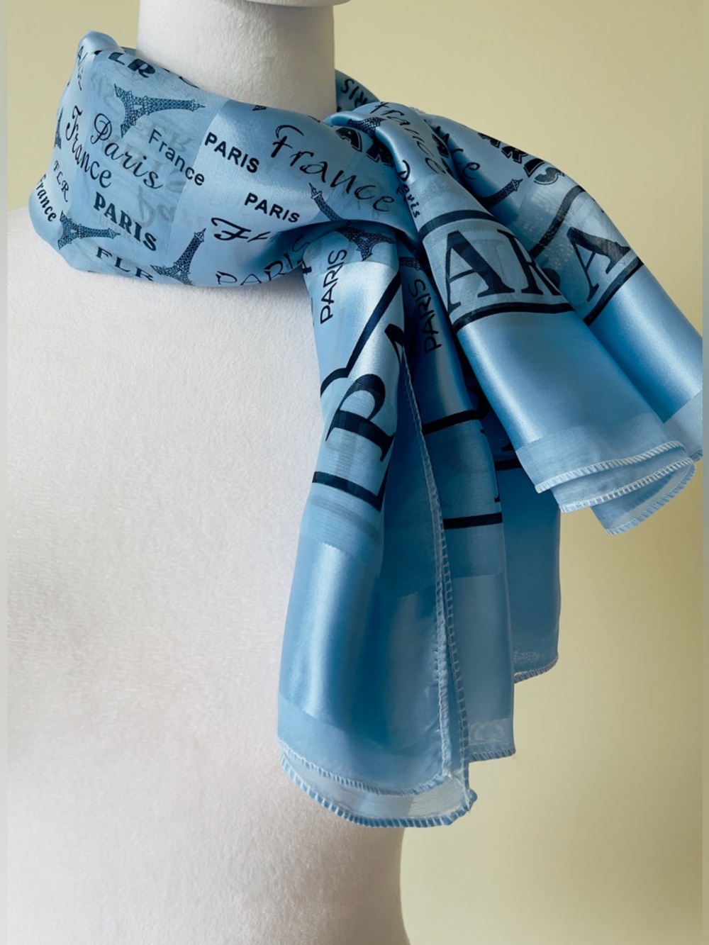 Light Blue 'Paris' Silk-Feel Scarf - Women's Accessory - Picture 2 of 6